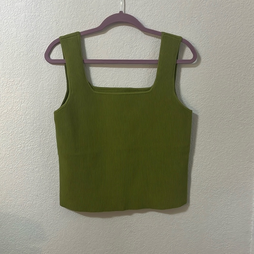 Reformation Green Ribbed Tank Top